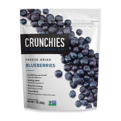 Crunchies Freeze-Dried Fruits, 100% All Natural Crispy Fruit, Non GMO and Kosher, Resealable Freeze Dried Fruit Snack Packs, Pack of 6 (Blueberries)