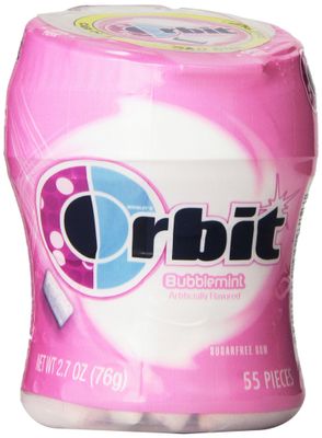Orbit Bubble Gum Cups, Bubble Mint, 55 pieces bottle, 2.7 Ounce (Pack of 6)