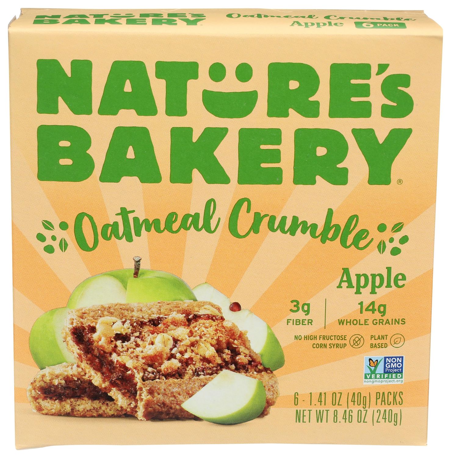 Nature&#39;s Bakery Apple Oatmeal Crumble Bars, 6 Counts, Vegan, Non GMO, 8.46 Ounces (Pack Of 6)