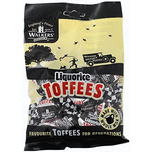 Walkers&#39; Nonsuch Liquorice Toffees | with Condensed Milk &amp; Black Treacle | Imported from the UK | Traditional British Candy | Old Fashioned Licorice Toffee | 5.29 Oz (150g)