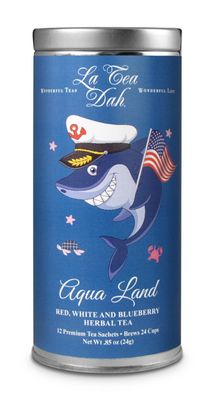 Red, White, and Blueberry Tea for Kids by La Tea Dah | Caffeine Free Rooibos Blueberry Lavender Tea | Antioxidant Rich Fruity Tea | Childrens Tea for Little Pirates | Aqua Land (12 Decaf Tea Bags)