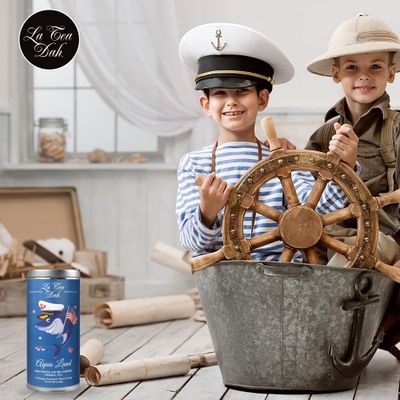 Red, White, and Blueberry Tea for Kids by La Tea Dah | Caffeine Free Rooibos Blueberry Lavender Tea | Antioxidant Rich Fruity Tea | Childrens Tea for Little Pirates | Aqua Land (12 Decaf Tea Bags)