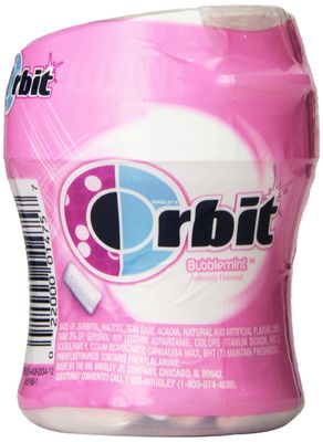 Orbit Bubble Gum Cups, Bubble Mint, 55 pieces bottle, 2.7 Ounce (Pack of 6)