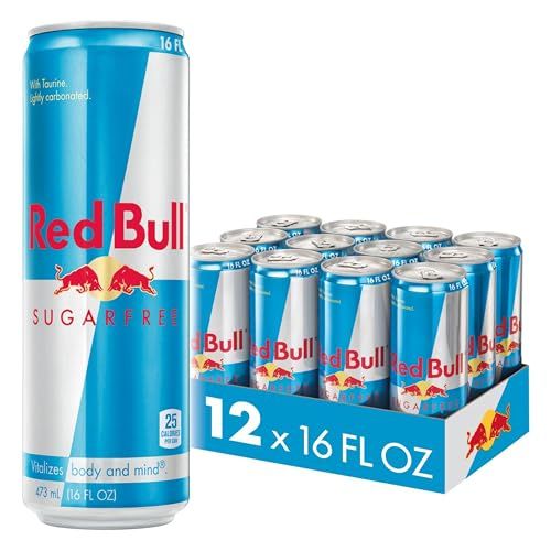 Red Bull Sugar Free Energy Drink with 151mg Caffeine plus Taurine &amp; B Vitamins, 16 Fl Oz, Pack of 12 Cans