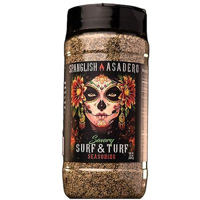 Spanglish Asadero 10oz Savory Surf &amp; Turf Spice | Mexican Seasoning for Steak, Chicken, Pork, Lamb, and Elote | Low Sodium BBQ Rub and Marinade for Smoking or Grilling Meat