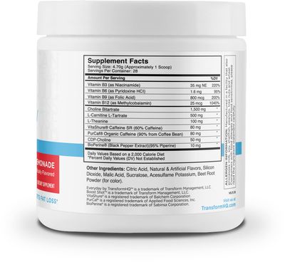 TransformHQ Everyday Boost Shot 28 Servings (Strawberry Lemonade) - Non-GMO, Gluten-Free