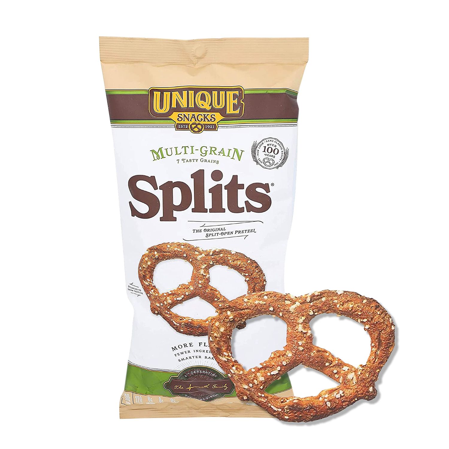 Unique Snacks - Multi Grain Splits Pretzels, Homestyle Baked, Certified OU Kosher and non-GMO, 11 oz Bag (6 pack) No artificial flavors 66 Ounce