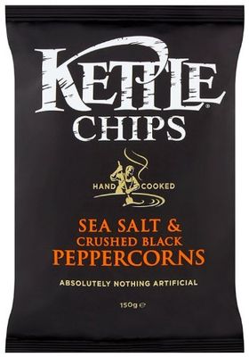 Kettle Sea Salt With Crushed Black Peppercorns Chips 150 G (Pack Of 12)