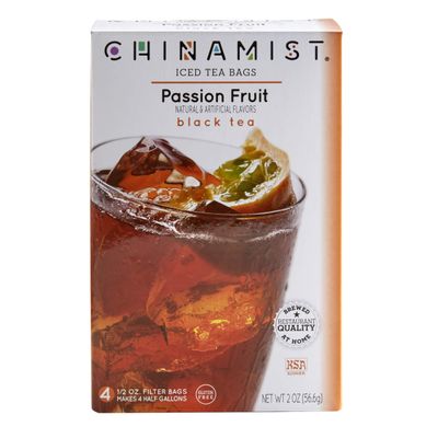 China Mist Iced Tea - Passion Fruit Black Tea Infusion - Refreshing and Delicious - Each Tea Bag Yields 1/2 Gallon - 4 bags