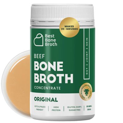 Beef Bone Broth Concentrate Grass Fed - Made from top Australian Cattle - Full of Protein and Collagen | 35 Servings Makes 2.25 gallons of Broth | Just add Water | Keto &amp; Paleo Friendly | Sippable