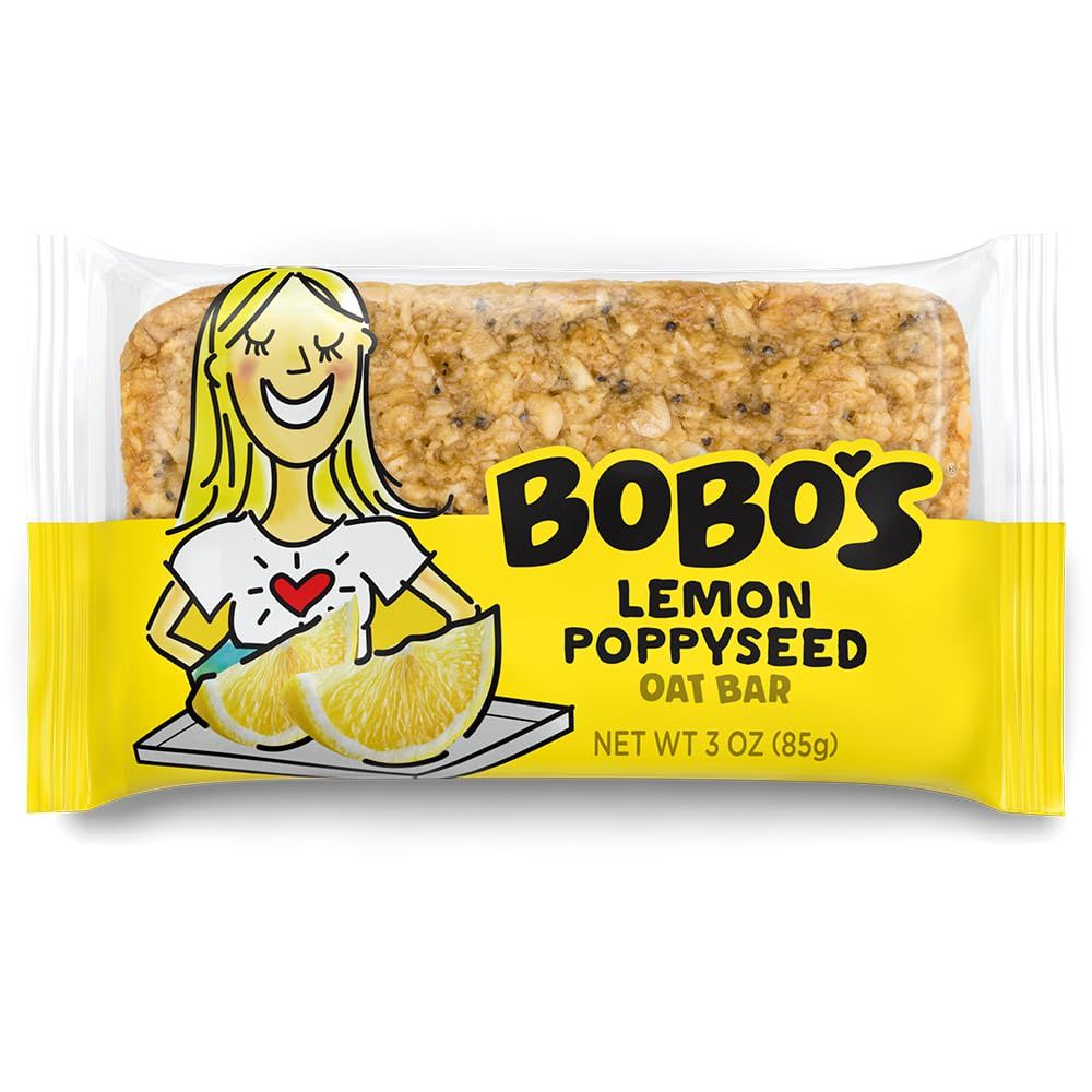 Bobo&#39;s Oat Bars, Lemon Poppyseed, 3 oz Bar (12 Pack), Gluten Free Whole Grain Snack and Breakfast Bar