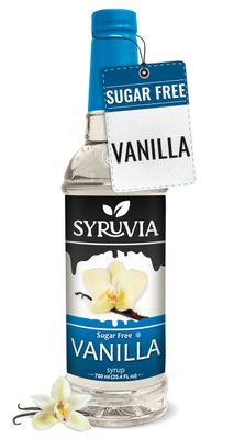 Syruvia Sugar-Free Vanilla Coffee Syrup - 25.4 fl oz. Premium Coffee Flavoring Syrup. 0 Calories, Kosher, and Gluten-Free. Ideal for Enhancing Drinks, Sodas, Shakes, Desserts, and More.