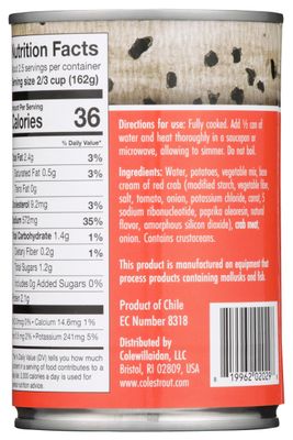 COLES TRADITIONAL FOODS Maryland Style Crab Soup, 15 OZ