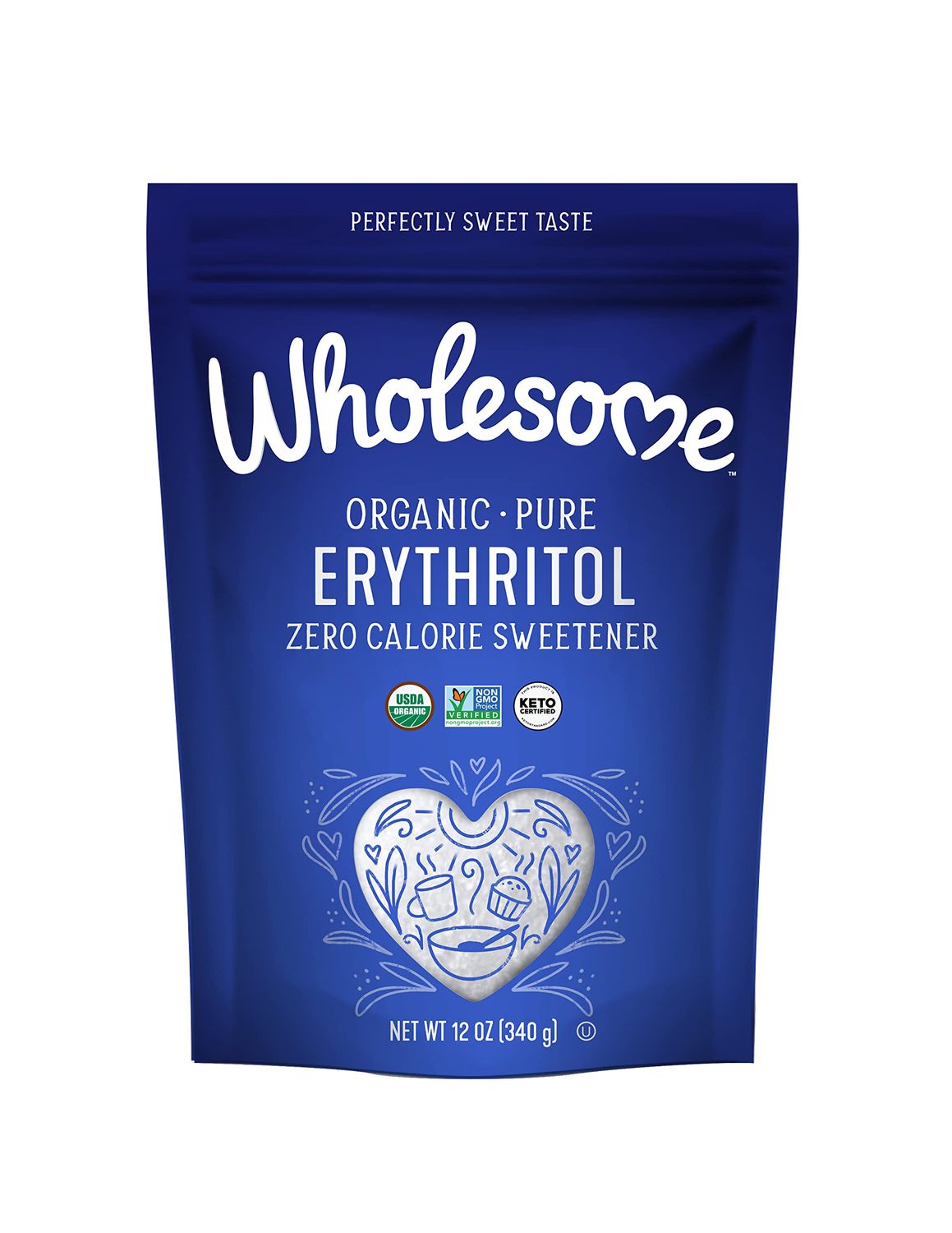 Wholesome Sweeteners 12-Ounce Organic Erythritol Sweetener, Zero Calorie Sweetener, Keto Friendly, Non GMO, Gluten Free &amp; Vegan Sweetener, 1 Pack