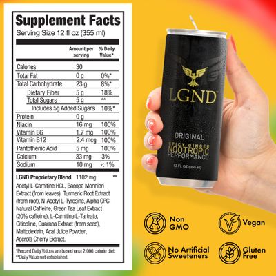 LGND Original Nootropic Performance Drink - 12 oz - 12-Pack
