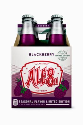 Ale 8 One Blackberry, Glass Bottles, 12 ounces, Pack of 4, 100% Kentucky Soft Drink