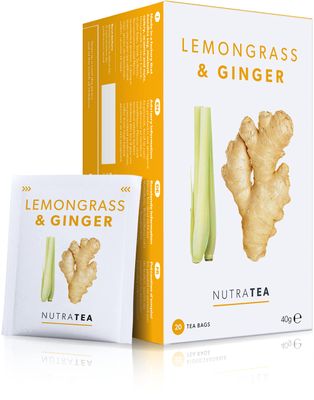 Nutra Tea - Lemongrass &amp; Ginger Tea - 40 Tea Bags - Herbal Tea - (2 Pack)