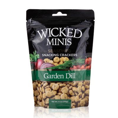 Wicked Minis Soup &amp; Oyster Crackers - Saltine Crackers Salted Flavored Mini Puffed Soup Crackers, Savory Snacking Mix, Seasoned Croutons Salad Toppers, Crackers for Chili 6oz (Garden Dill)