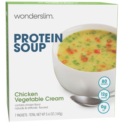 WonderSlim Protein Soup, Chicken &amp; Vegetable Cream, 12g Protein, No Fat (7ct)