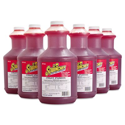 Sqwincher 030325FP Liquid Concentrate Electrolyte Drink, Fruit Punch, 64oz Bottles, 6/Carton