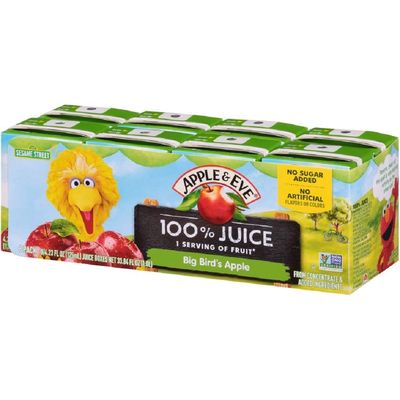 Apple &amp; Eve Sesame Street Big Bird&#39;s Apple Juice, 4.23 Fluid-oz, 8 Count, Pack of 5
