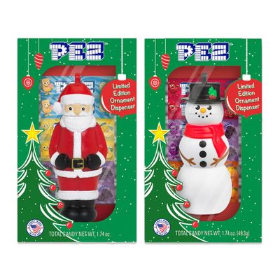 Santa Pez and Snowman Pez Ornament Gift Box 2 Pack- Christmas Pez Candy Dispenser, Pez Santa, Pez Dispensers, Kids Christmas Candy Stocking Stuffers, Holiday Pez, Kids Holiday Candy