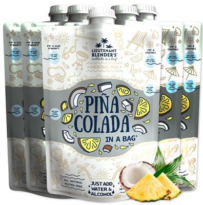 Lt. Blender&#39;s Pina Colada in a Bag - Pina Colada Drink Mix - Each Bag Makes 1/2 Gallon of Slushie Pina Colada Mix - Cocktail Mix - Make a Cocktail, Wine Slushie or Mocktail - (Pack of 5)