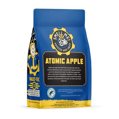 Bones Coffee Company Atomic Apple, Apple Pie Flavor Ground Coffee Beans, Low Acid Flavored Coffee, Made with Arabica Coffee Beans, Medium Roast Coffee Inspired by Fallout (12 oz)