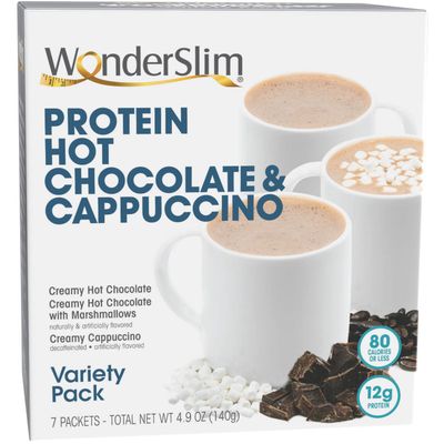Wonderslim Protein Hot Drink, Variety Pack, Low Sugar, Low Carb, Keto Friendly &amp; Gluten Free (7ct)