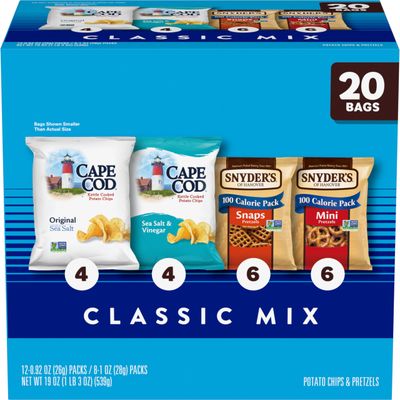 Snyder&#39;s of Hanover and Cape Cod Classic Mix Variety Pack, 20 Count Snack Bags