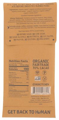 HU KITCHEN Organic Hazelnut Coffee Dark Chocolate Bar, 2.1 OZ