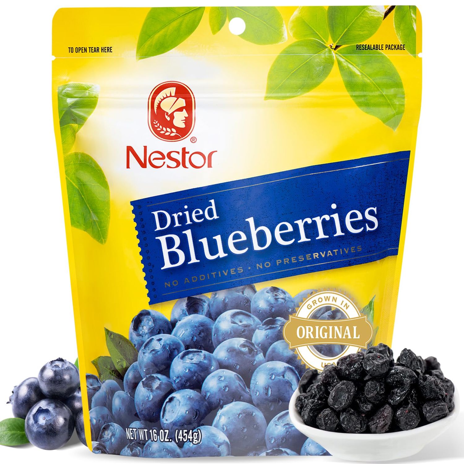 Nestor Premium Dried Big Blueberries 1 lb, Non-GMO, No Preservatives, Unsulfured Sweetened Dehydrated Blueberry Dried Fruits Snacks for Baking Oatmeal Salads-Grown in OR