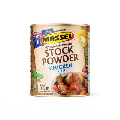 Massel Chicken Style Bouillon Powder, Gluten Free, Low Fodmap Stock, Fat Free, MSG Free, Dairy Free, Non GMO, 0g Trans Fat, Soup Base Seasoning For Ramen, Soup, Stew, No Animal Content, 1 Pack, 168g