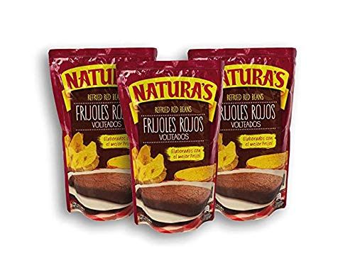Naturas Refried Red Kidney Beans. Frijoles Rojos Volteados | 100% Plant Based | Ready To Serve| Made With Ground Beans of Beans|No Preservative,No Artificial Colors|100% Natural (400g,14 oz) 3 pack
