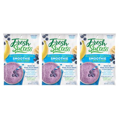 Concord Foods Blueberry Banana Smoothie Mix Refreshing, Nutritious Blend with Flaxseed, Fiber, and Calcium - Antioxidant-Rich and Delicious! 1.3 oz (Pack of 3)