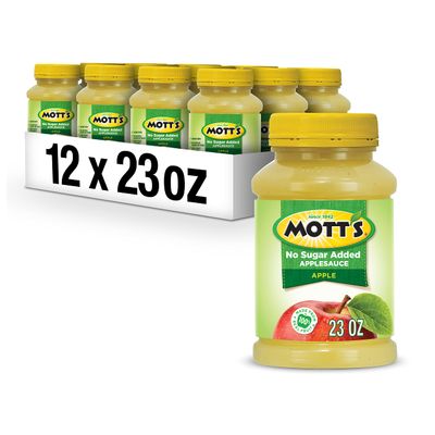 Mott&#39;s No Sugar Added Applesauce, 23 Oz Jar (Pack Of 12), Good Source Of Vitamin C, No Artificial Flavors