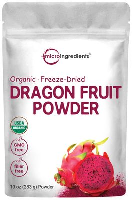 Organic Dragon Fruit Powder, 10oz | 100% Natural Fruit Powder | Freeze-Dried Pink Pitaya Source | No Sugar &amp; Additives | Great Flavor for Drinks, Smoothie, &amp; Beverages | Non-GMO &amp; Vegan Friendly