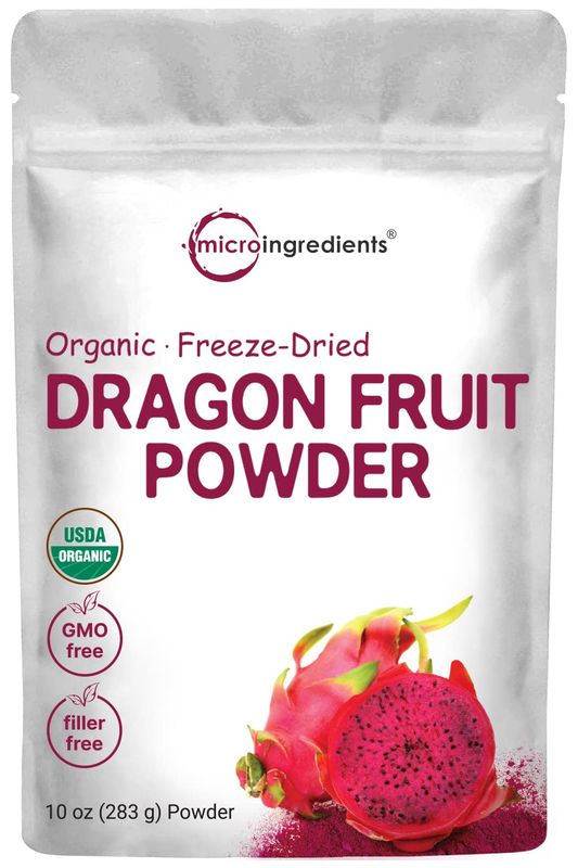Organic Dragon Fruit Powder, 10oz | 100% Natural Fruit Powder | Freeze-Dried Pink Pitaya Source | No Sugar &amp; Additives | Great Flavor for Drinks, Smoothie, &amp; Beverages | Non-GMO &amp; Vegan Friendly