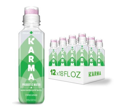 Karma Probiotic Water - 12 Pack, Watermelon Wild Berry Drink - Immune &amp; Gut Health Support