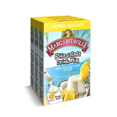 Margaritaville Singles To Go Water Drink Mix - Margarita Flavored, Non-Alcoholic Powder Sticks (Pina Colada, Pack - 3)