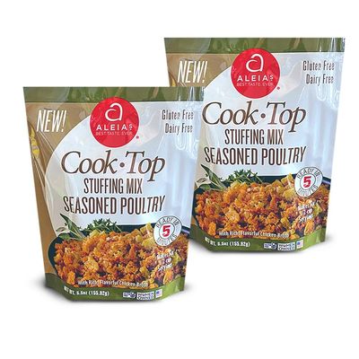 ALEIA&#39;S BEST. TASTE. EVER. Cook Top Stuffing Mix Seasoned Poultry - 5.5 oz / 2 Pack - Rich, flavorful Taste, Ready in 5 minutes, Stuffing for Gluten Free Recipes, Gluten-free