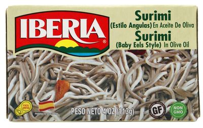 Iberia Baby Eels in Olive Oil, 4 oz Surimi Style Angulas