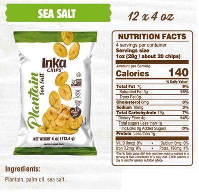 Inka Crops Inka Chips, Seasalt Plantain Chips, 4 Ounce (Pack of 12)