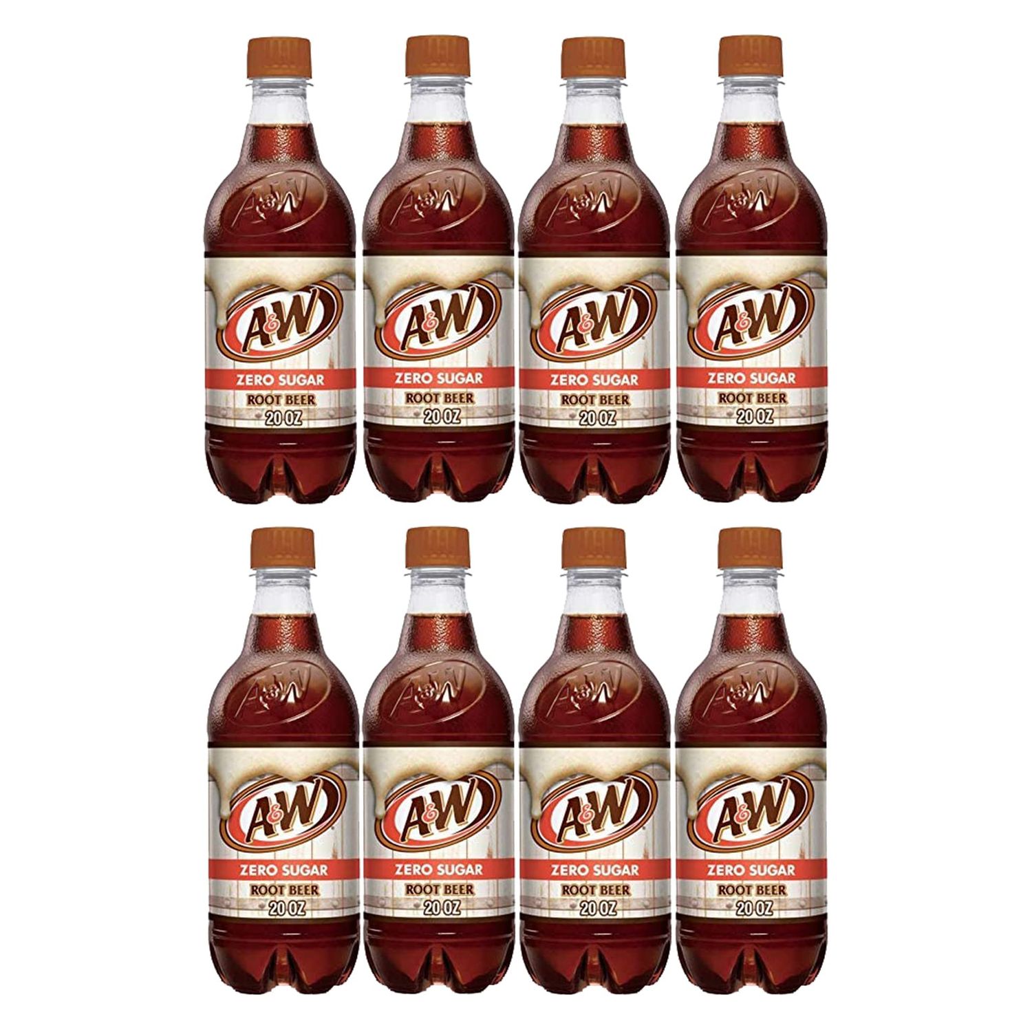 BEEQ BOX - (Pack of 8) A&amp;W Zero (Diet) Root Beer, 20 Oz Bottles