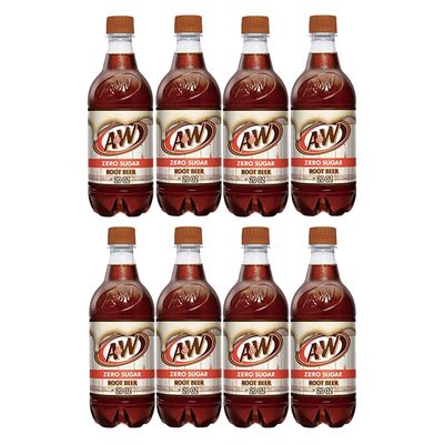 BEEQ BOX - (Pack of 8) A&amp;W Zero (Diet) Root Beer, 20 Oz Bottles