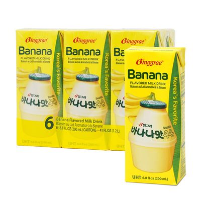 Binggrae Banana Flavored Milk [Koreas No 1 Classic &amp; Original Banana Milk] - Sweet, Smooth &amp; Creamy Texture (Pack of 6)