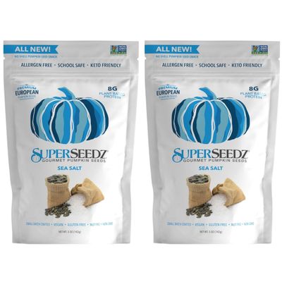 SuperSeedz Dry Roasted Pumpkin Seeds, Sea Salt, 5 oz (2 Pack)