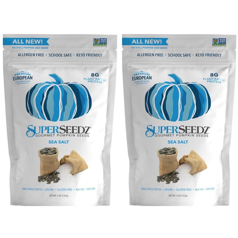 SuperSeedz Dry Roasted Pumpkin Seeds, Sea Salt, 5 oz (2 Pack)