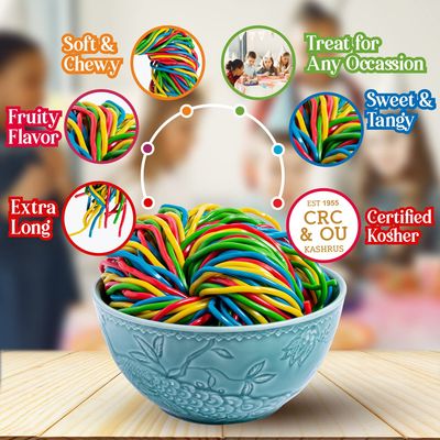 Dee Best Strawberry Flavored Red String Licorice Candy | Mouthwatering Soft, Chewy Extra Long Shoestring Licorice Vine Laces Old Fashioned Candy | Great For Decorating Too | 32 Ounces