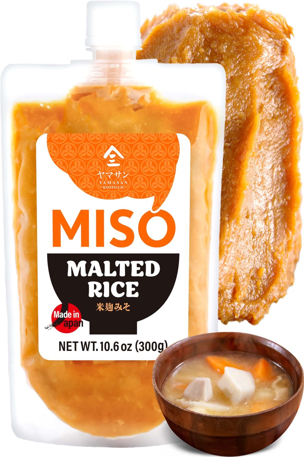 YAMASAN KYOTO UJI Miso Paste Malted rice, Handmade in Kyoto Japan 300g(10.58OZ),NON-GMO,NON-MSG
